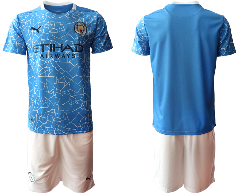 Men 2020-2021 club Manchester City home blank blue Soccer Jerseys->customized soccer jersey->Custom Jersey